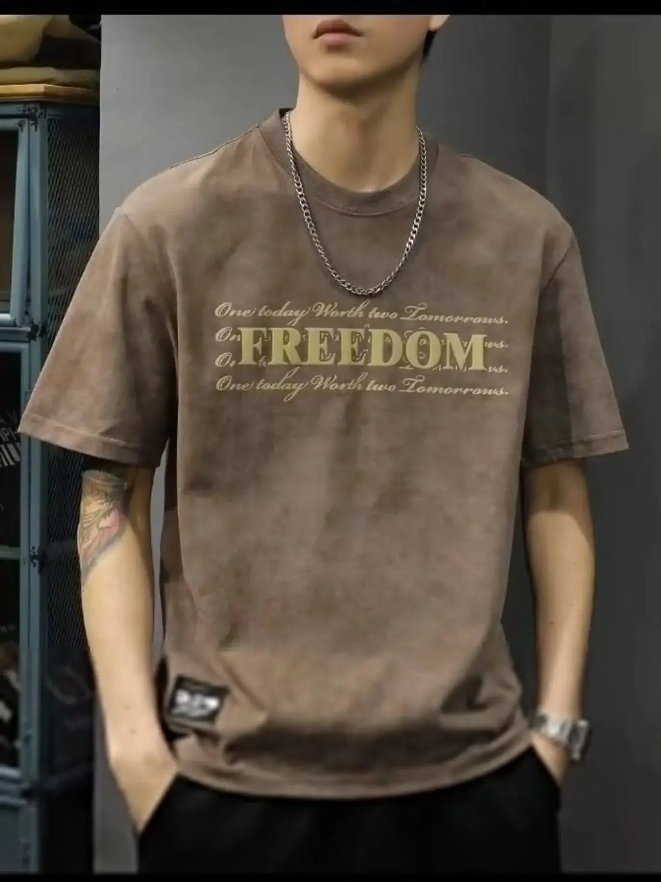 Men's Full Size Freedom Vintage Round Neck T-Shirt Plus Size | Sugarz Chique Boutique