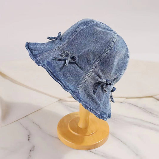 Bow Trim Denim Hat | Sugarz Chique Boutique