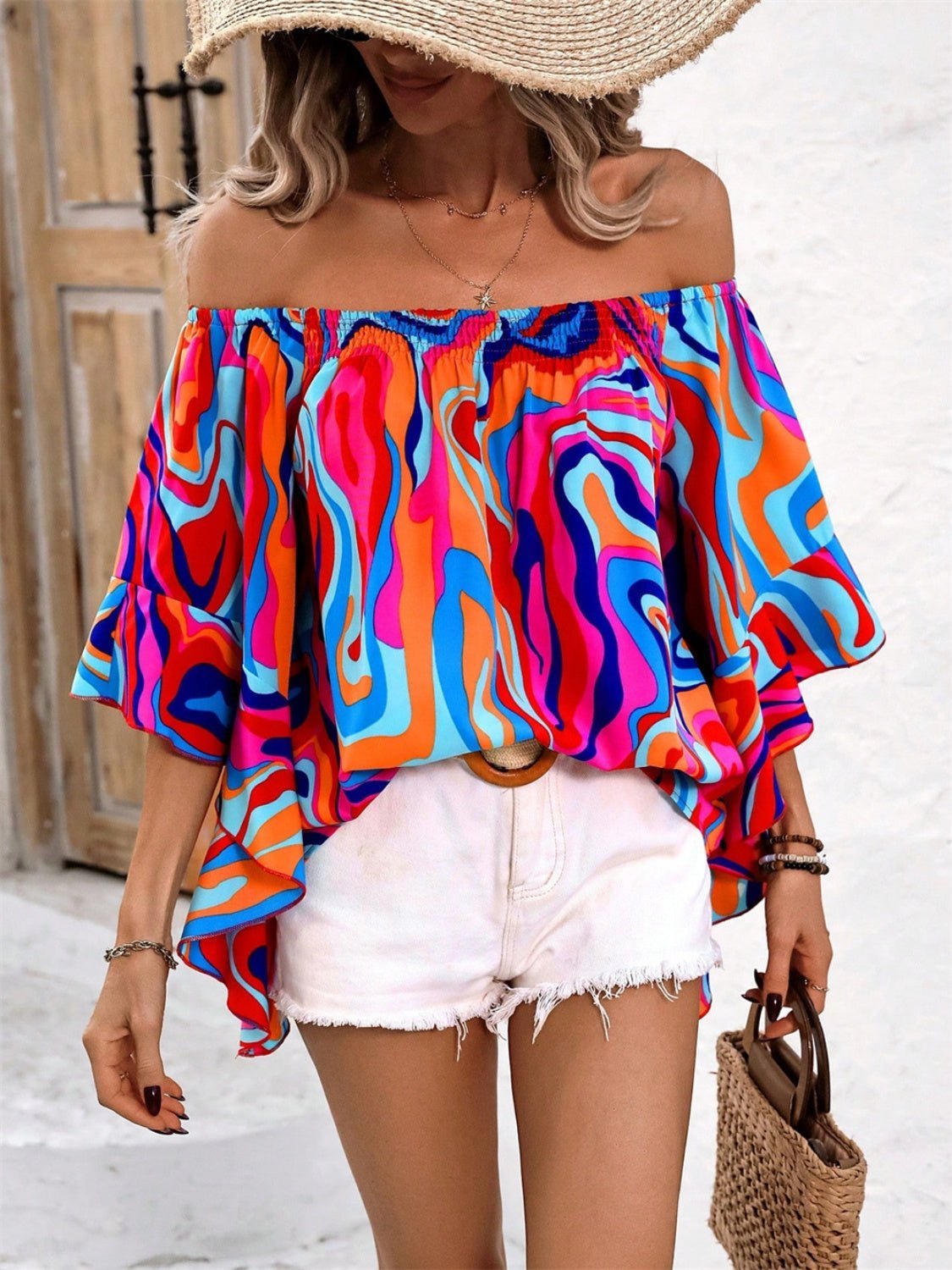 Printed Off-Shoulder Blouse | Sugarz Chique Boutique