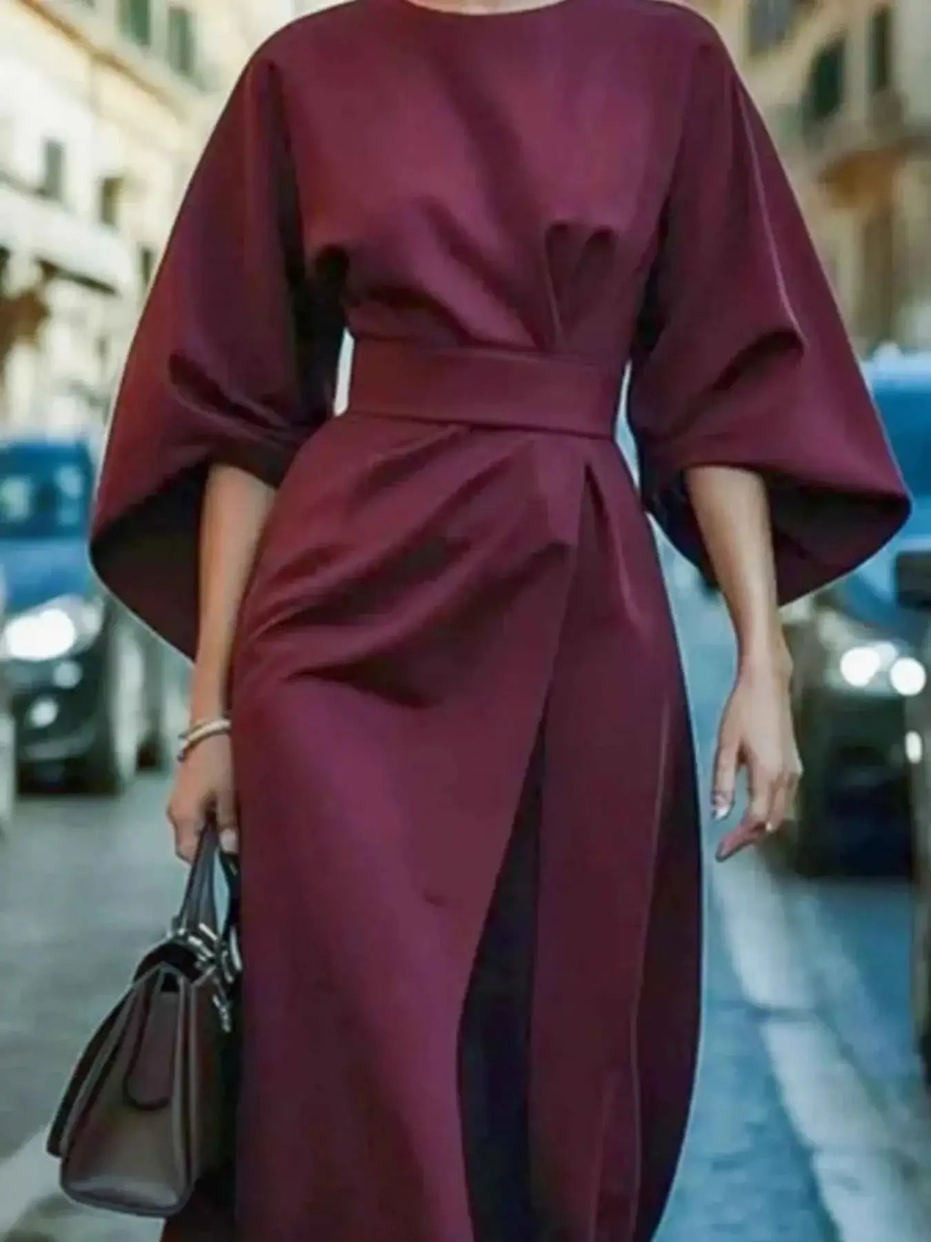 Round Neck 3/4 Sleeve Dress | Sugarz Chique Boutique
