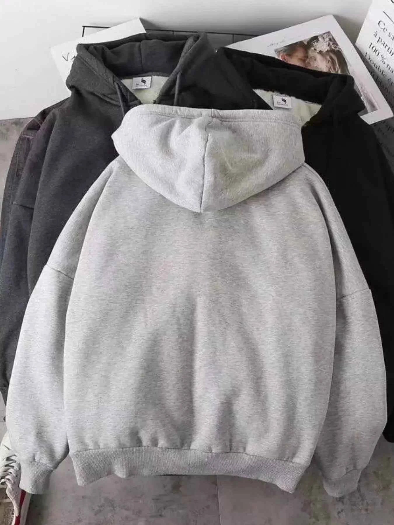 Men's Plus Size Fleece Lined Zip-Up Hoodie