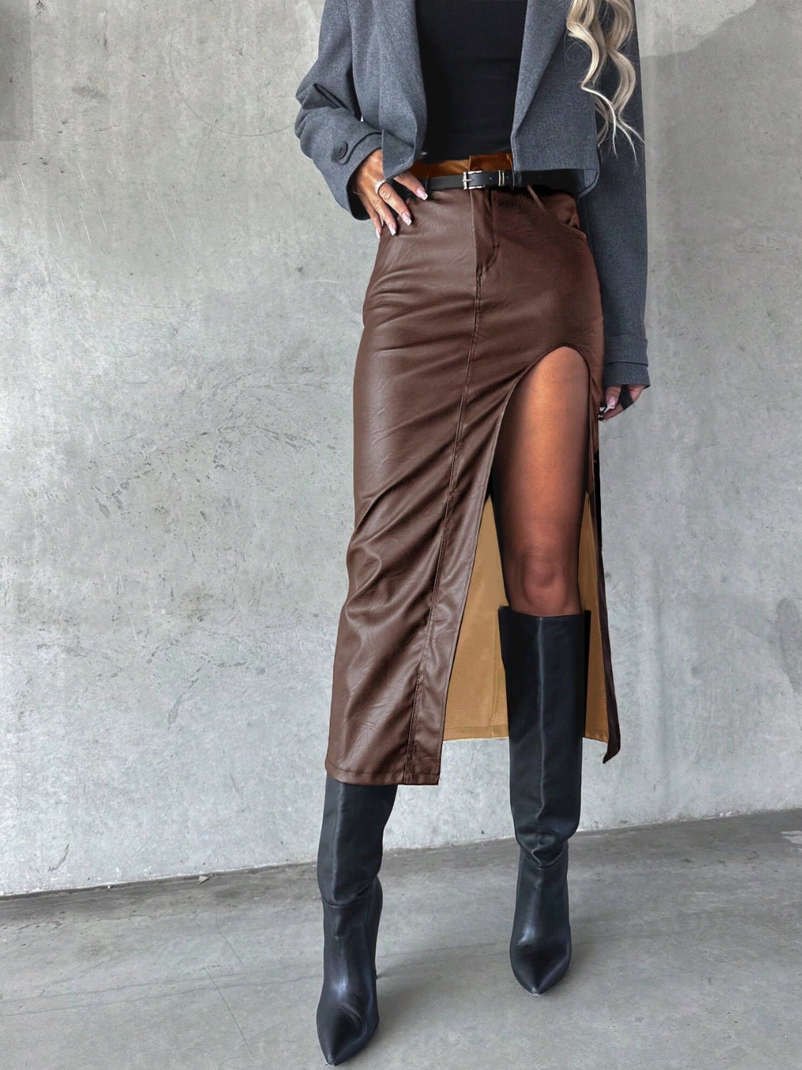 Slit Midi Skirt with Pockets | Sugarz Chique Boutique