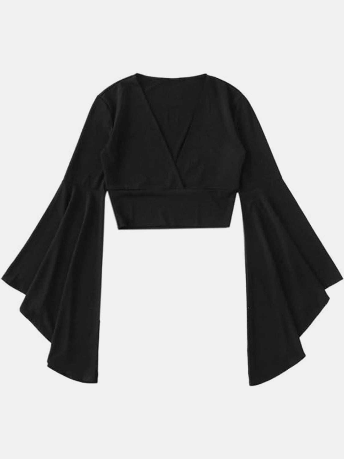 Plunge Flare Sleeve Cropped Top | Sugarz Chique Boutique