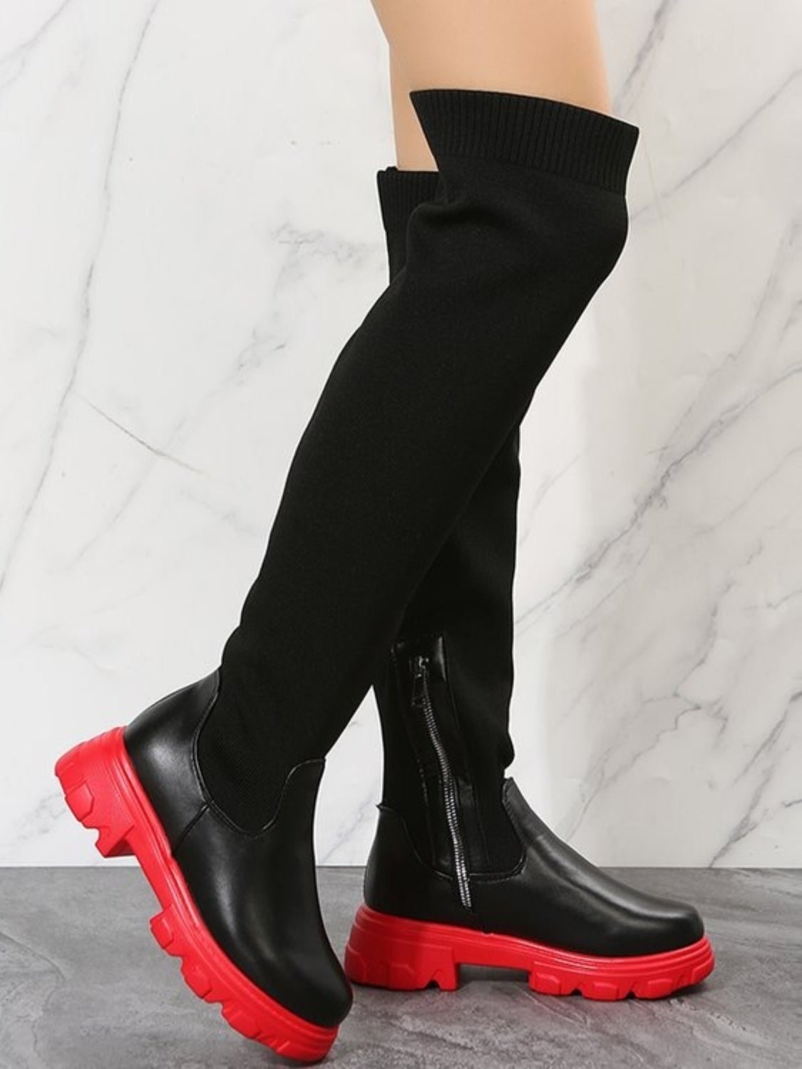 PU Leather Round Toe Platform Boots | Sugarz Chique Boutique