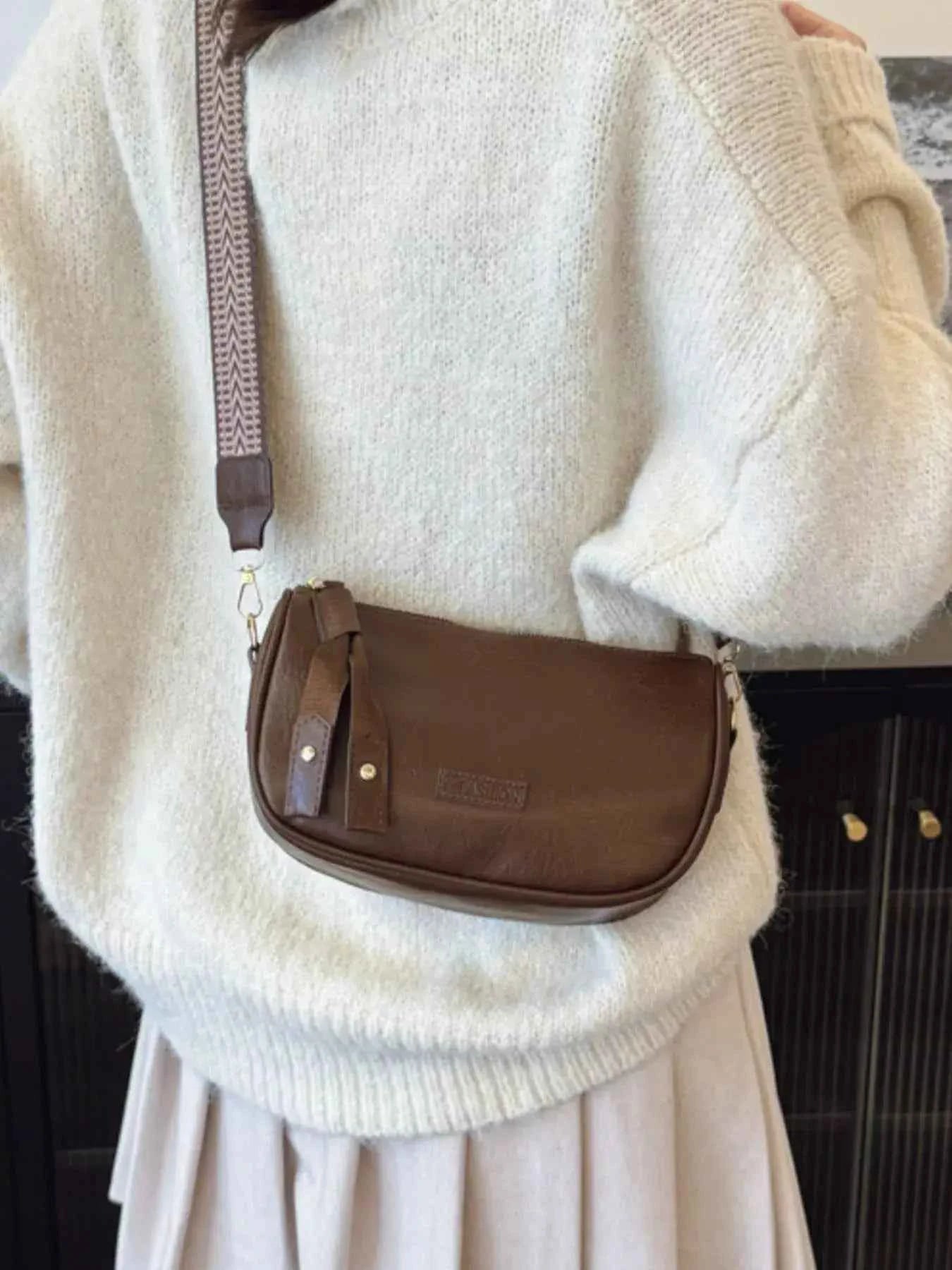 Retro Style Shoulder Crossbody Bag with Wide Strap