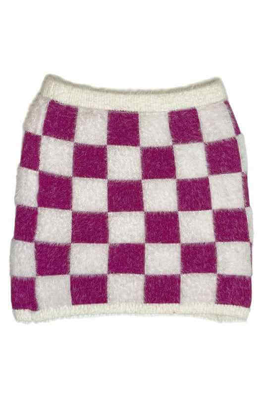 Fuzzy checkered skirt