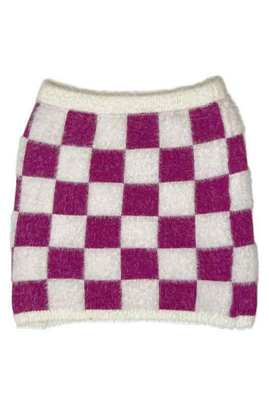 Fuzzy checkered skirt