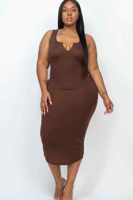 Plus Size Split Neck Tank Dress
