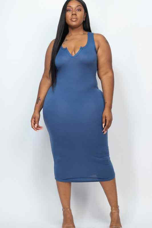 Plus Size Split Neck Tank Dress