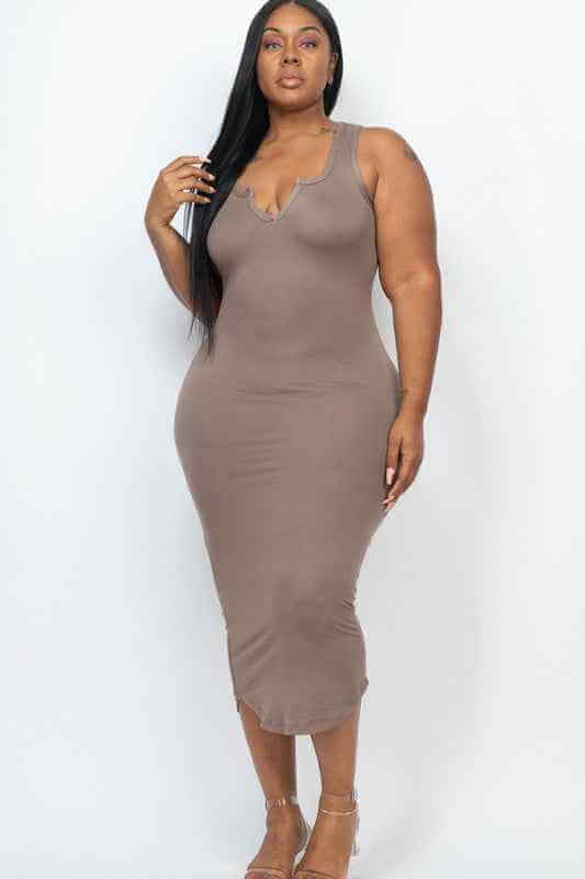 Plus Size Split Neck Tank Dress