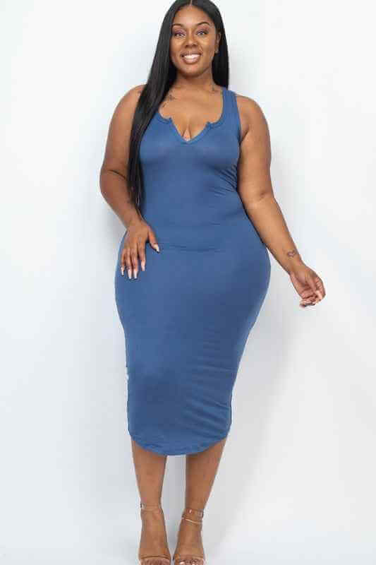 Plus Size Split Neck Tank Dress