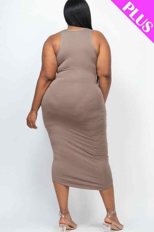 Plus Size Split Neck Tank Dress