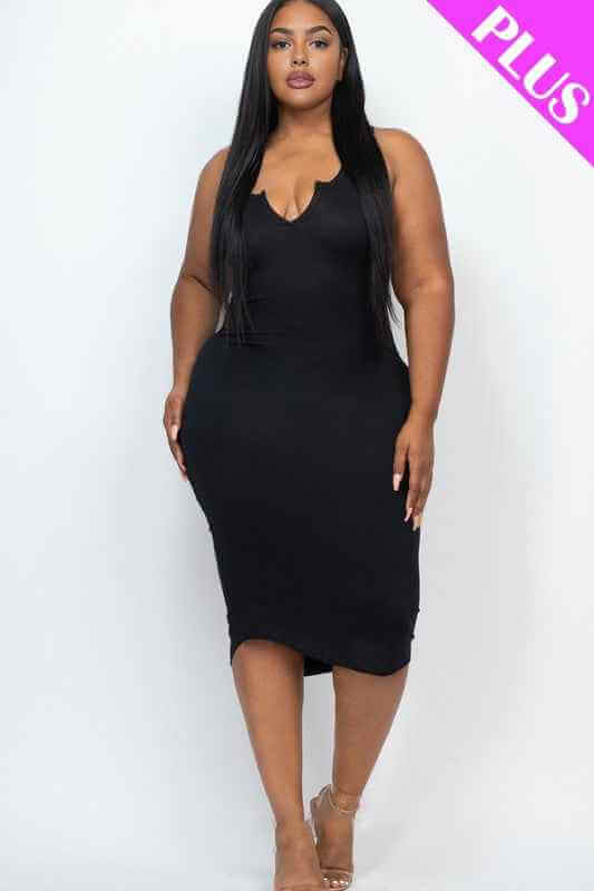 Plus Size Split Neck Tank Dress
