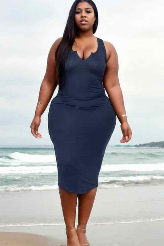 Plus Size Split Neck Tank Dress