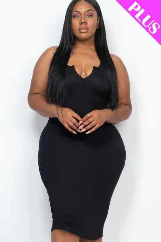 Plus Size Split Neck Tank Dress