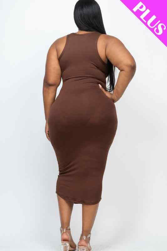 Plus Size Split Neck Tank Dress