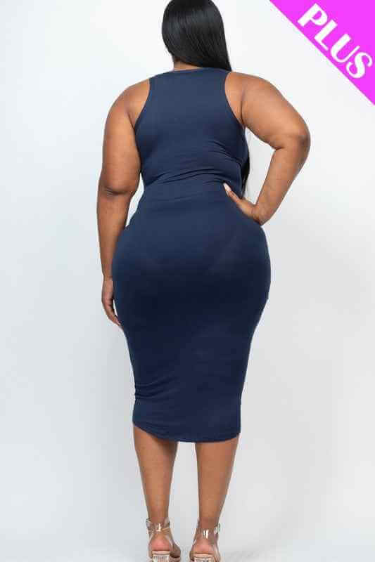 Plus Size Split Neck Tank Dress