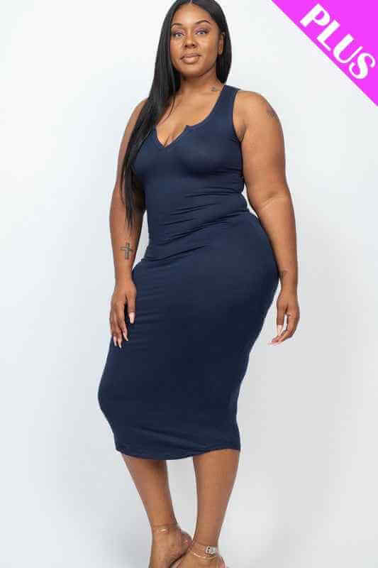 Plus Size Split Neck Tank Dress
