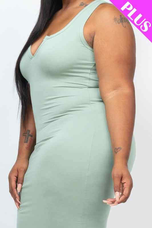 Plus Size Split Neck Tank Dress