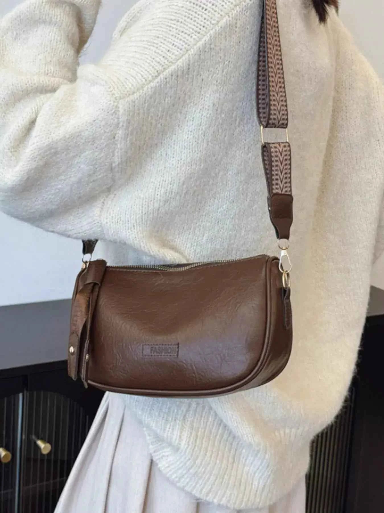 Retro Style Shoulder Crossbody Bag with Wide Strap