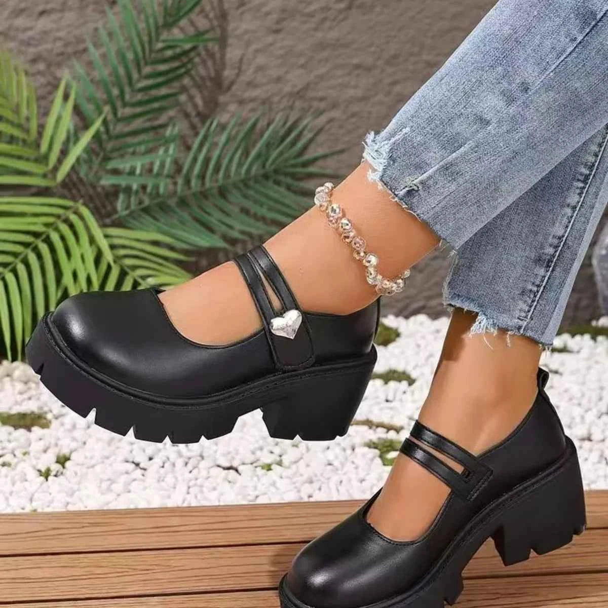 Round Toe Block Heels Loafers
