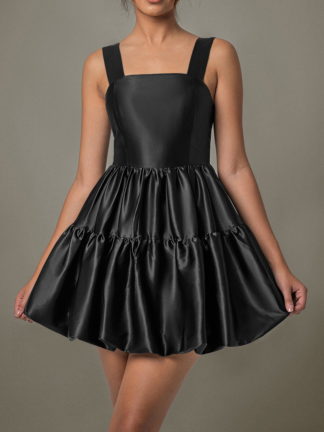 Ruched Square Neck Wide Strap Mini Dress | Sugarz Chique Boutique