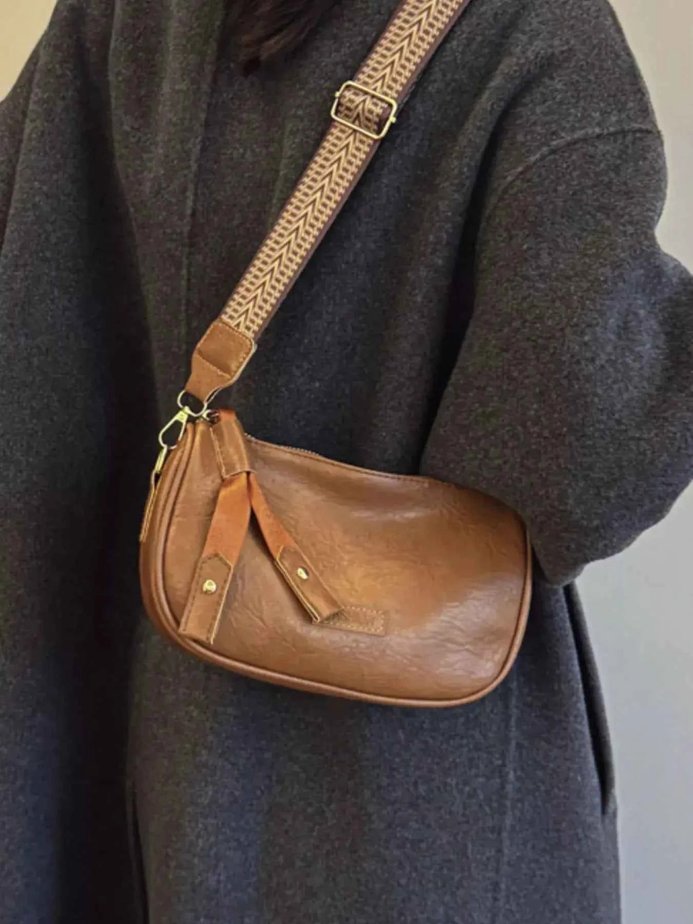 Retro Style Shoulder Crossbody Bag with Wide Strap