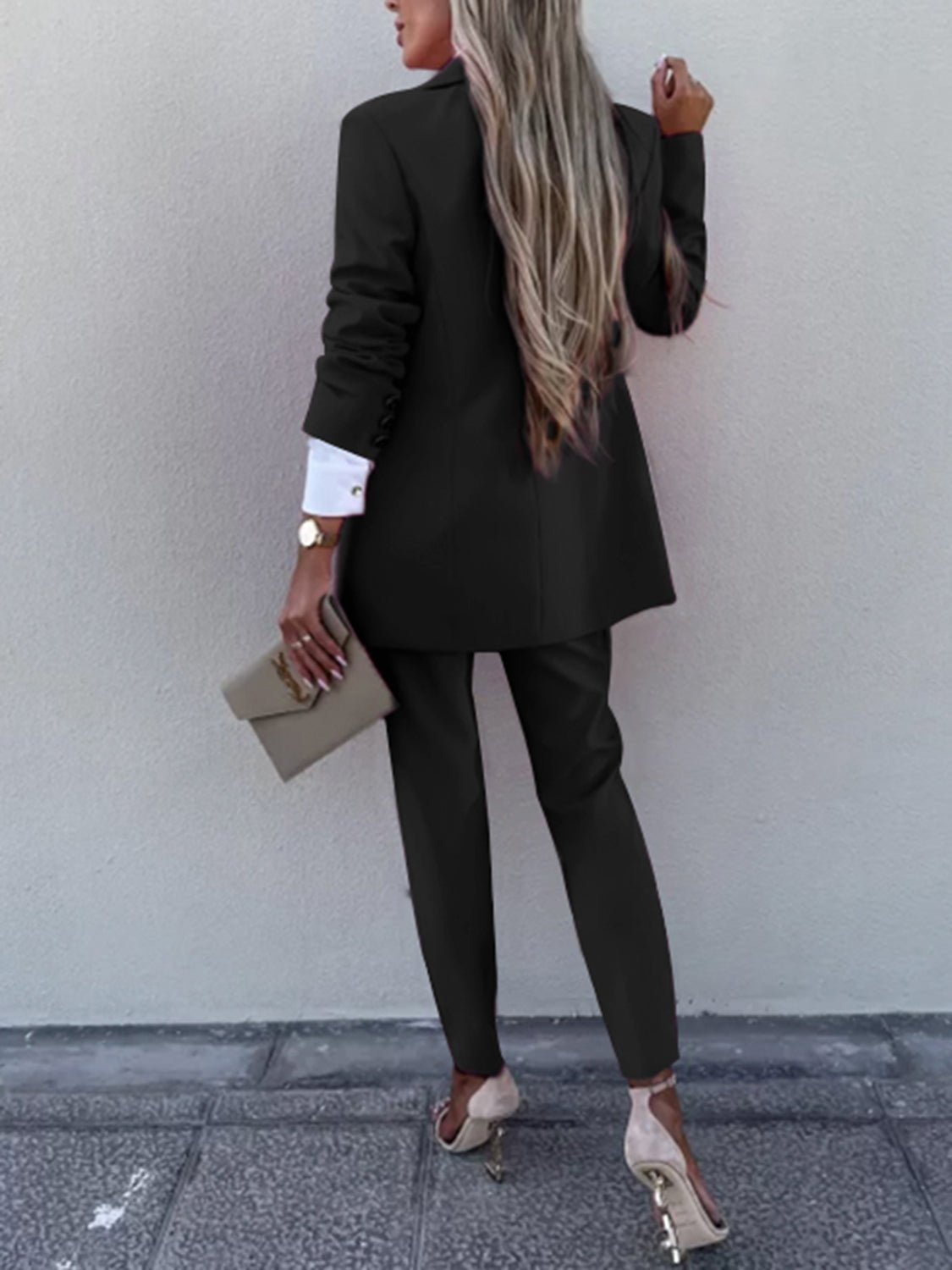 Lapel Collar Long Sleeve Blazer and Pants Set | Sugarz Chique Boutique