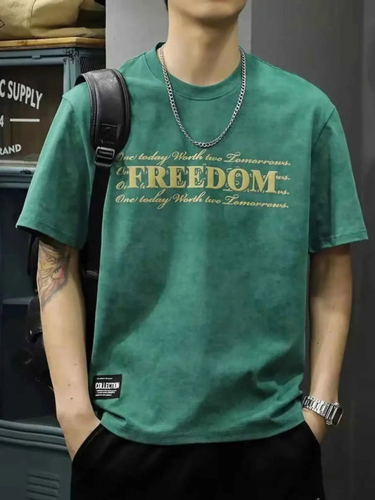 Men's Full Size Freedom Vintage Round Neck T-Shirt Plus Size | Sugarz Chique Boutique