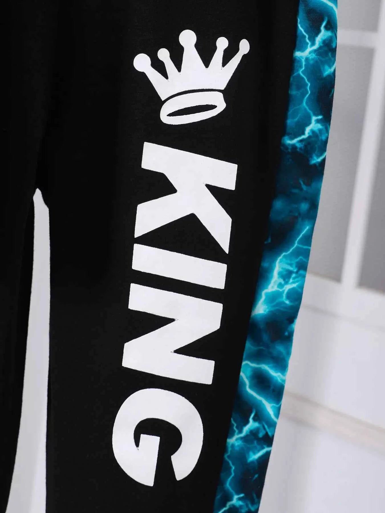 Children's King Letter Lightning Hoodie & Pants Set