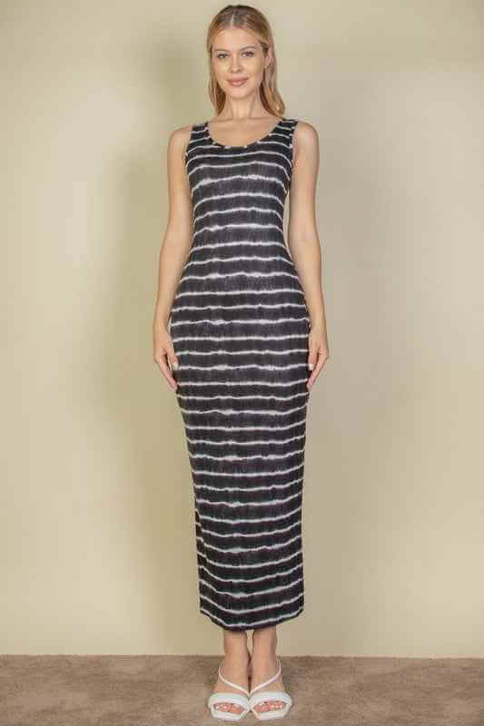 Tie Dye Printed Tank Bodycon Maxi Dress