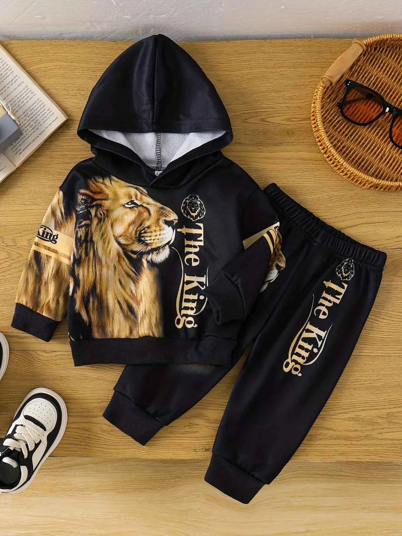 Children's Lion King Print Hoodie and Pants Set