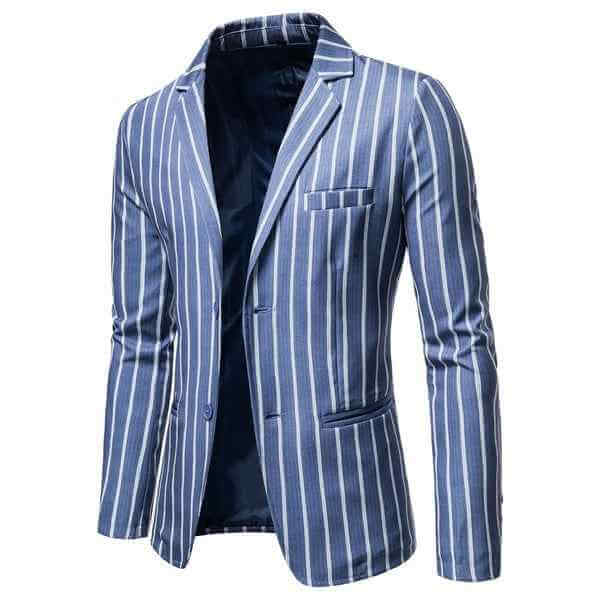 Mens Casual Striped 2 Button Blazer Jacket