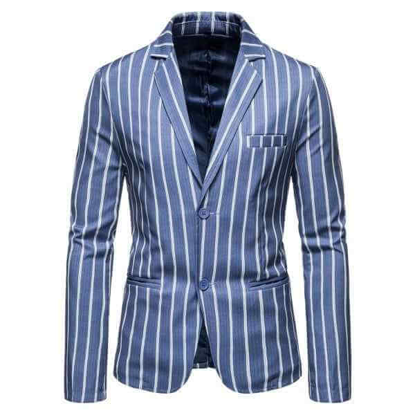 Mens Casual Striped 2 Button Blazer Jacket
