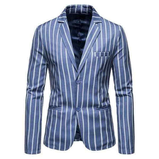 Mens Casual Striped 2 Button Blazer Jacket
