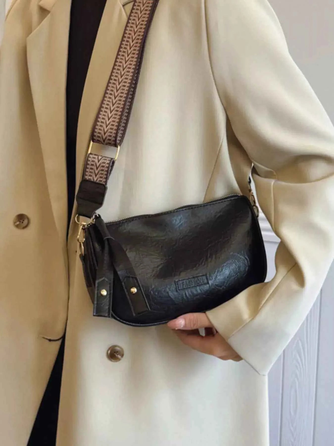 Retro Style Shoulder Crossbody Bag with Wide Strap