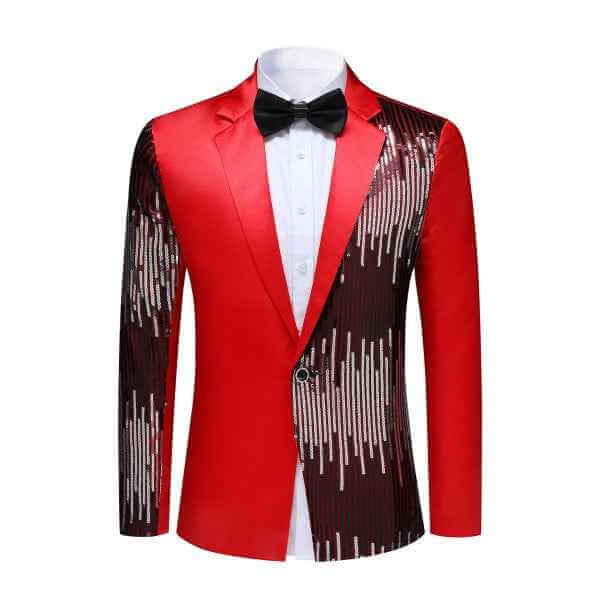 Mens Sequin Patchwork 1 Button Tuxedo Jacket