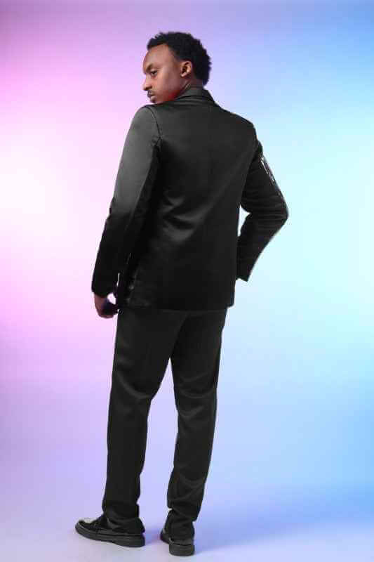 Mens Sequin Patchwork 1 Button Tuxedo Jacket