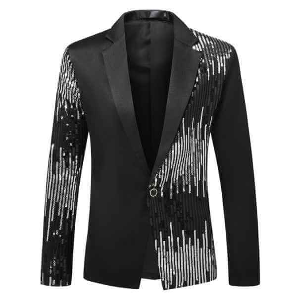 Mens Sequin Patchwork 1 Button Tuxedo Jacket