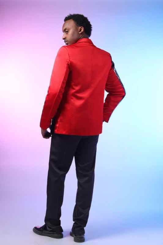 Mens Sequin Patchwork 1 Button Tuxedo Jacket