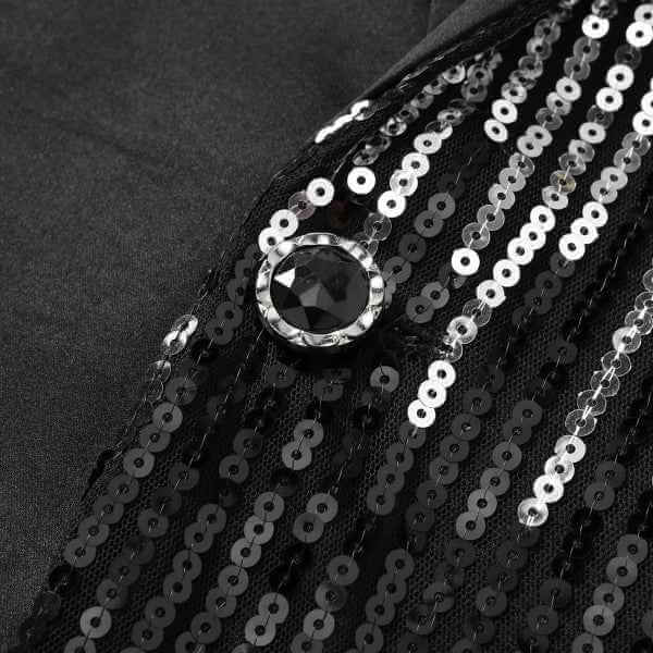 Mens Sequin Patchwork 1 Button Tuxedo Jacket