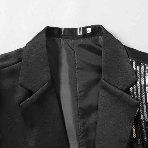 Mens Sequin Patchwork 1 Button Tuxedo Jacket