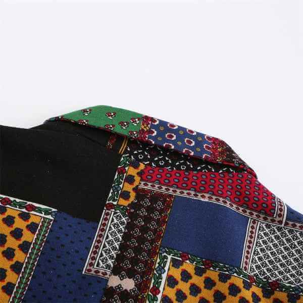 Mens Ethnic Patchwork Pattern 1 Button Blazer