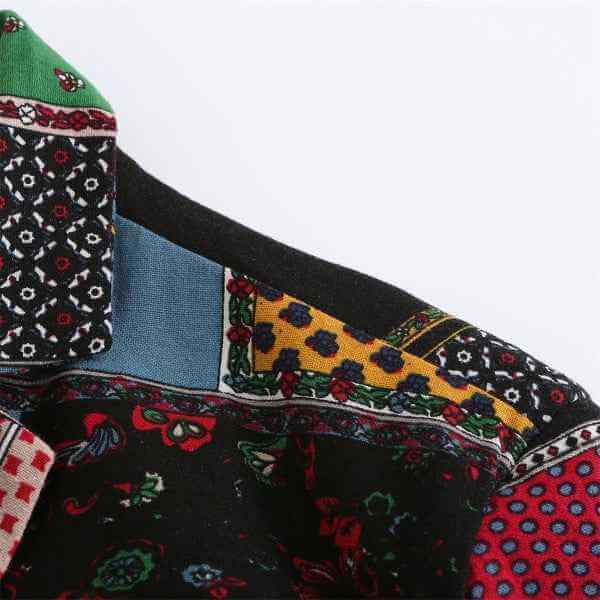 Mens Ethnic Patchwork Pattern 1 Button Blazer