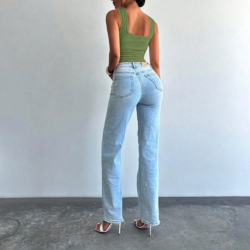 Women's Criss Cross Halter Bodysuit Ring Cut Out Sleeveless Fitted Leotard Tops - Sugarz Chique Boutique