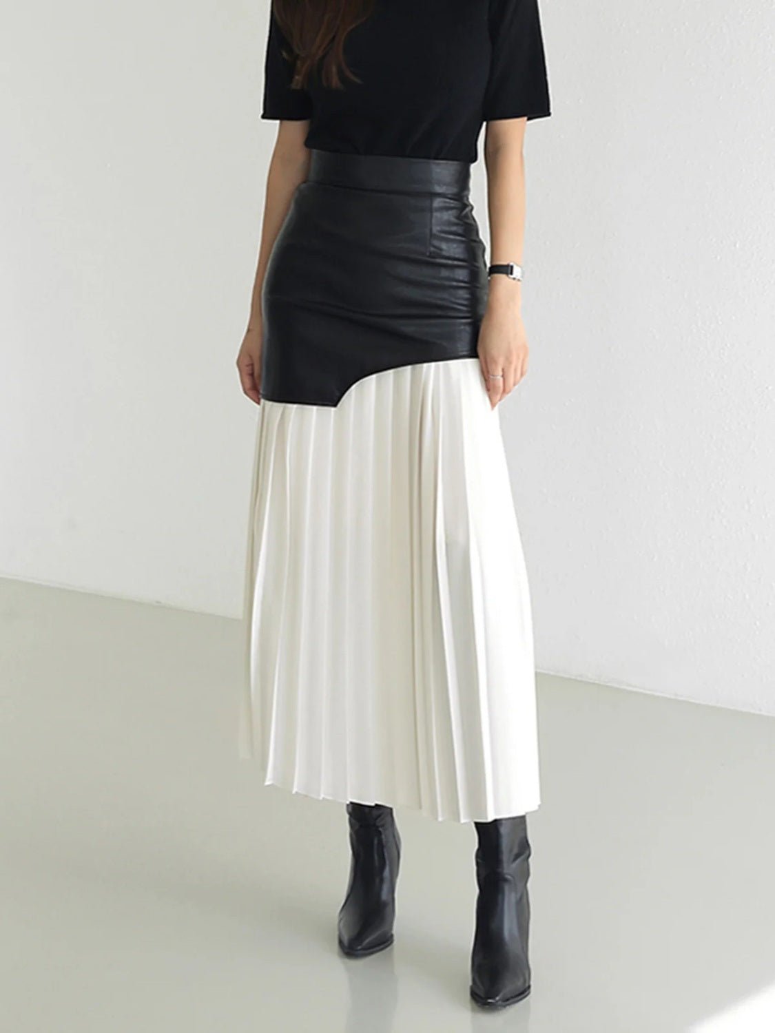 Pleated Contrast High Rise Skirt | Sugarz Chique Boutique