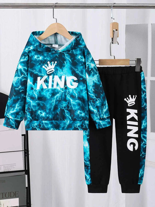 Children's King Letter Lightning Hoodie & Pants Set
