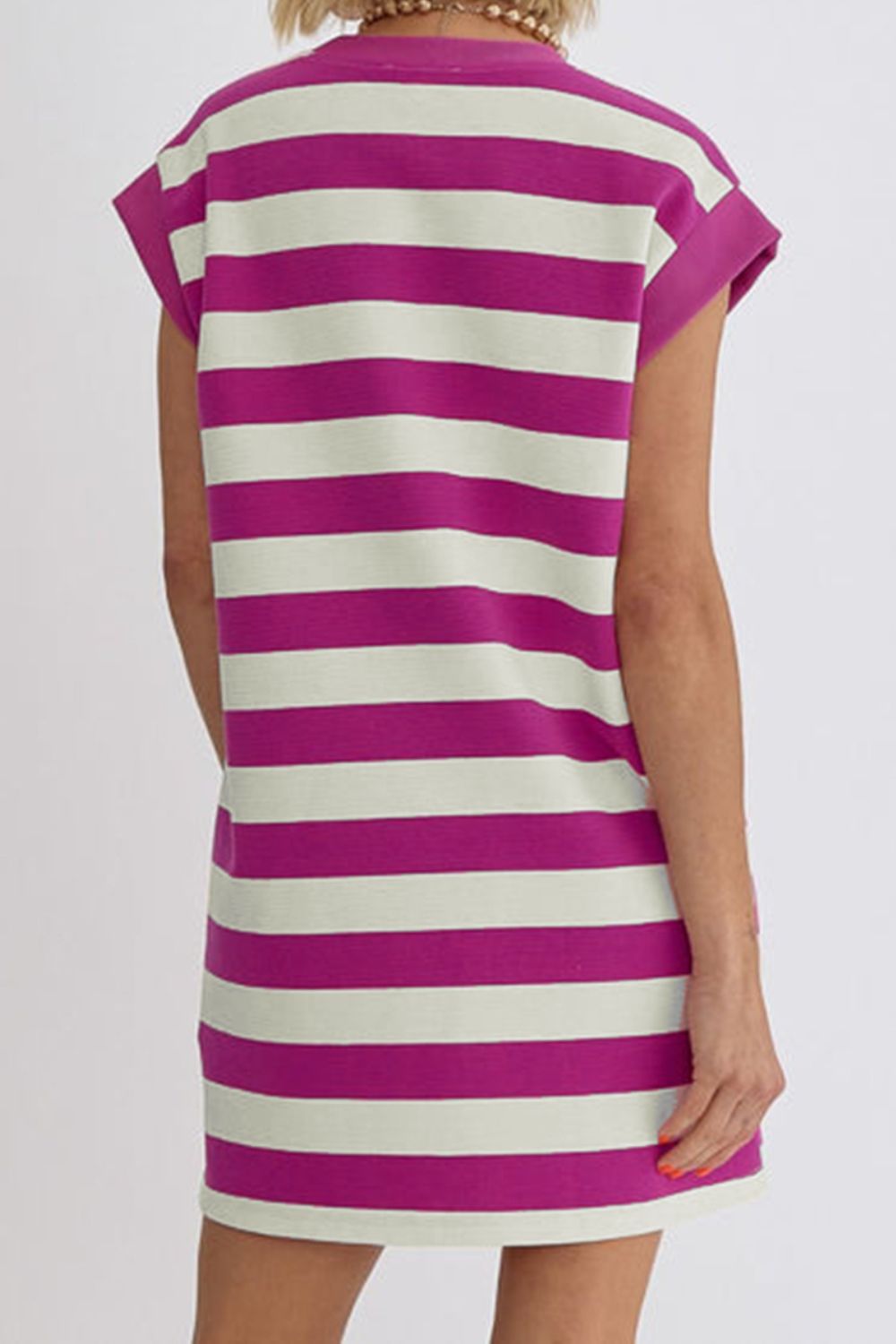 Striped Round Neck Cap Sleeve Dress | Sugarz Chique Boutique