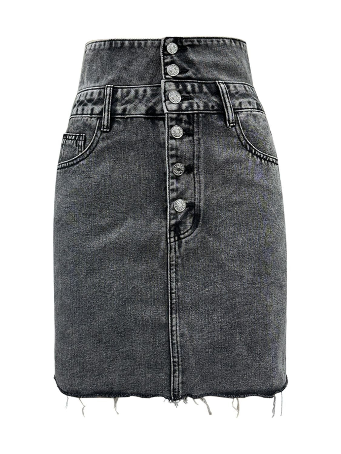 Raw Hem High Waist Denim Skirt | Sugarz Chique Boutique