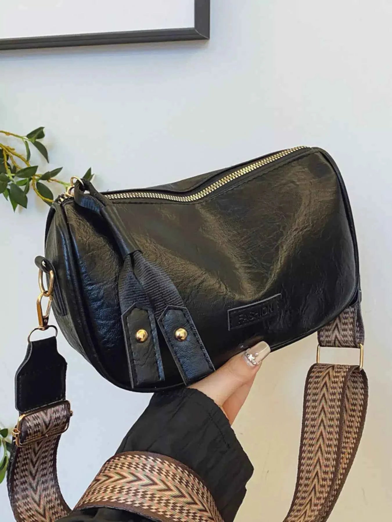 Retro Style Shoulder Crossbody Bag with Wide Strap